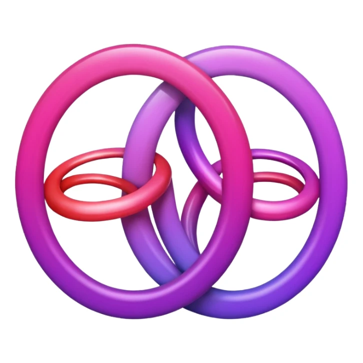 Three connected circles with a purple to pink to red gradient sticker