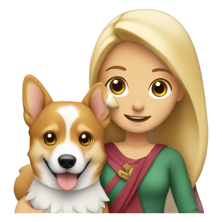 blonde girl with arab guy holding a corgi in their arms sticker
