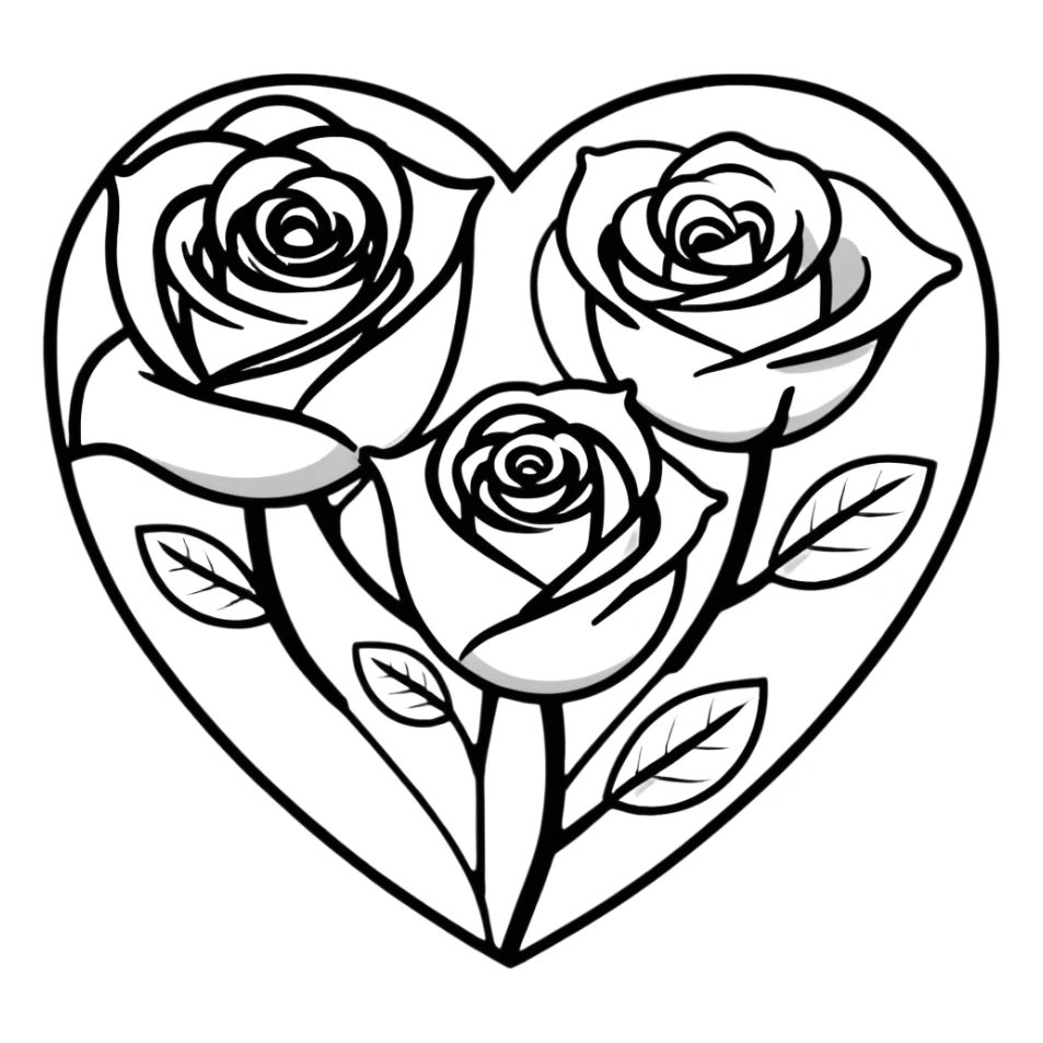 romantic heart-shaped arrangement of roses sticker