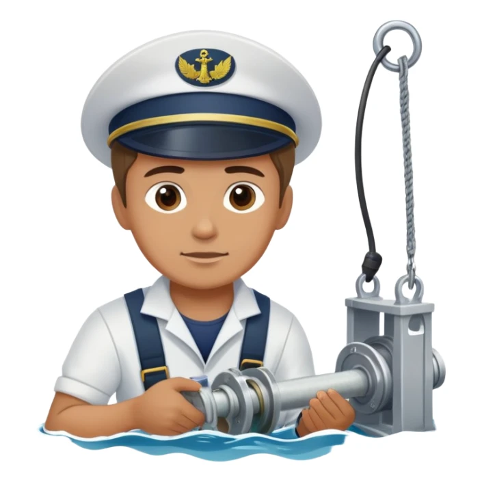 Russian sailor operating a winch to pull up sediment core samples from the sea bottom sticker