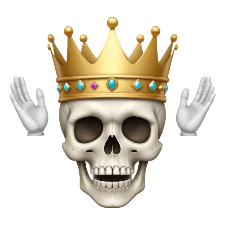 shocked skull with crown, hands raised to head in disbelief sticker