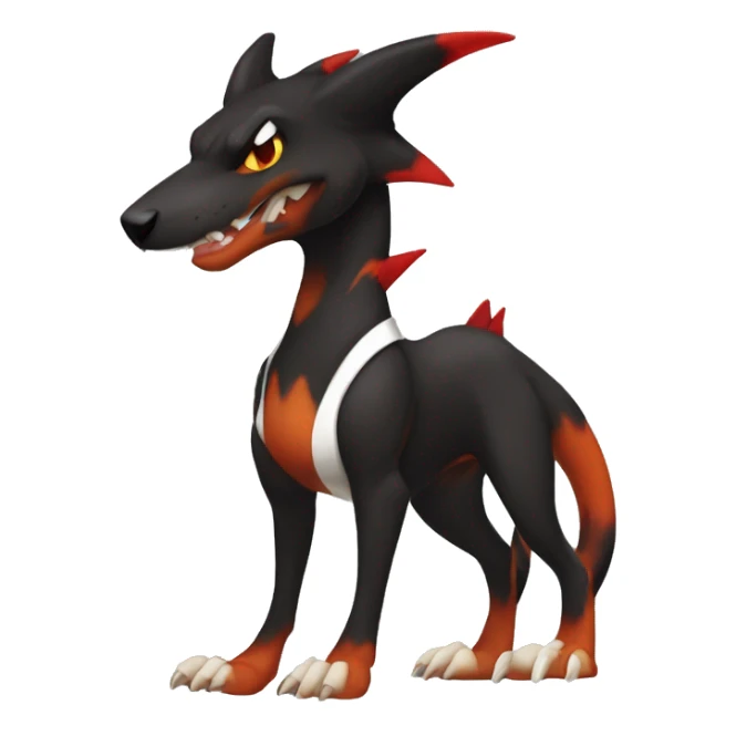 Black Cool Edgy Anthro Houndoom-Charizard Fakémon  with White and Red Edgy markings sticker