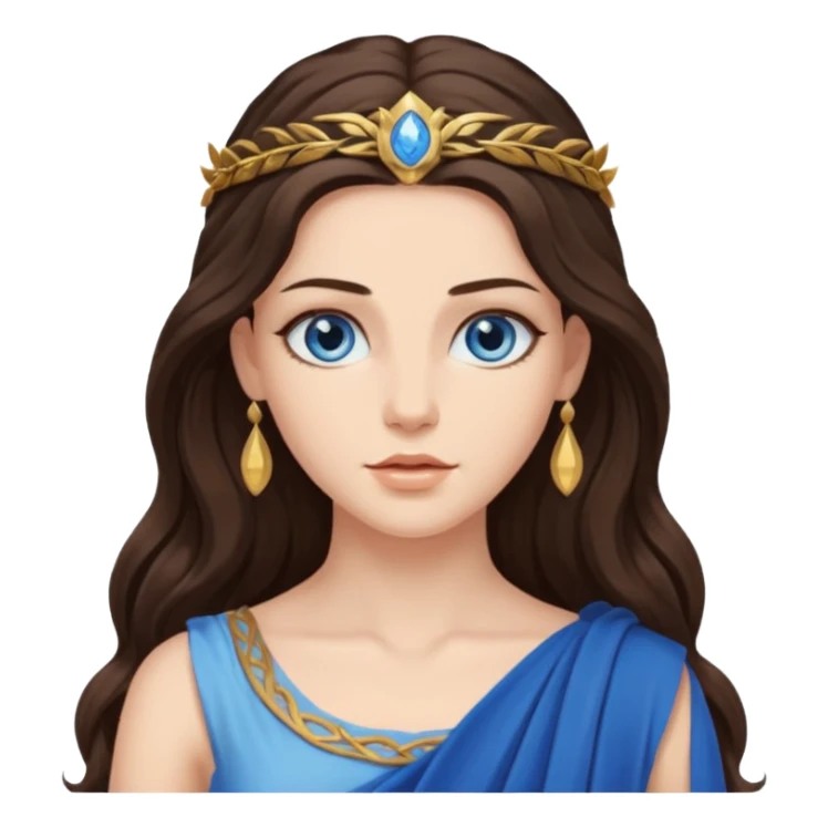 greek goddess long brunette hair blue eyes sticker