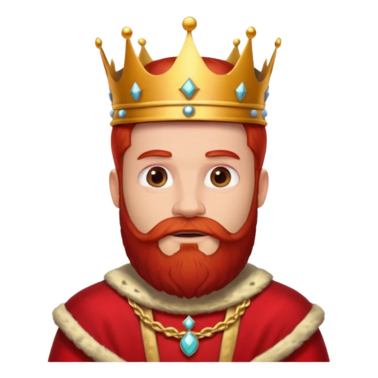 bearded king with crown and red outfit red hair sticker