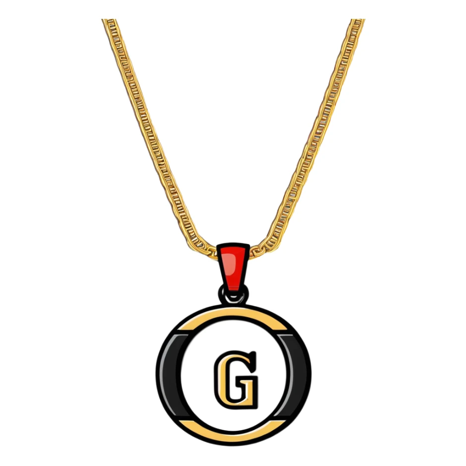 gold Gucci chain with G logo pendant sticker
