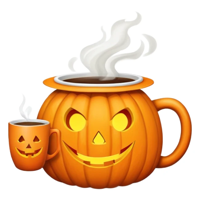 Happy jack o lantern carrying steaming cup of coffee sticker