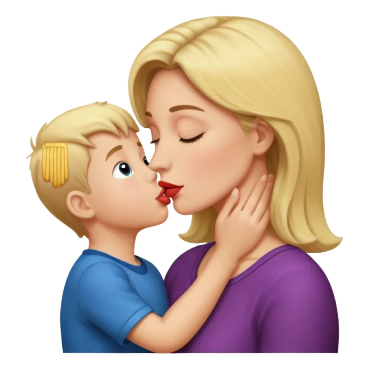 mom kiss son on lips sticker