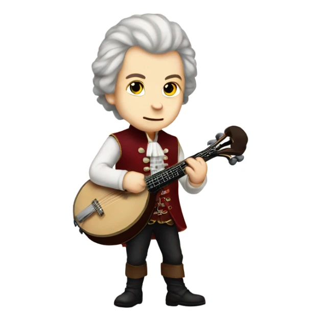 Wolfgang Mozart chibi standing young banjo sticker