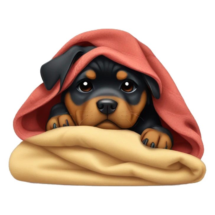Disney style rottweiler puppy sleeping in a blanket  sticker