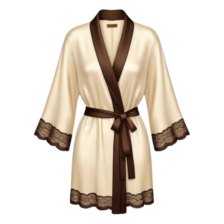 Cream and dark brown silk lace robe sticker
