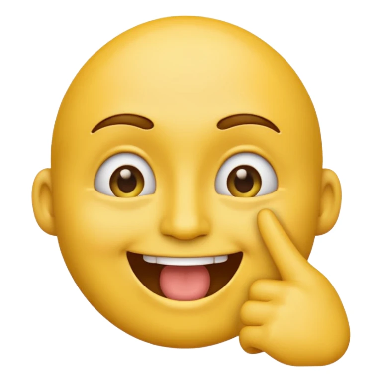 Emoji tête jaune avec un sourire et le doigt à moitié devant le  sticker