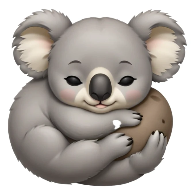 meme-worthy-cute-sleeping-koala-portrait-emoji,-head-resting-peacefully-with-a-contented-smile,-showcasing-a-cuddly-build-and-a-luxuriously-soft-grey-fur,-eyes-closed-in-a-serene,-restful-snooze,-simplified-yet-hilariously-adorable-features,-sleeping cute sticker