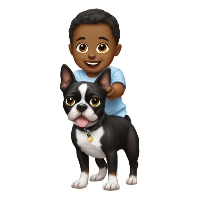 Baby riding Boston terrier  sticker