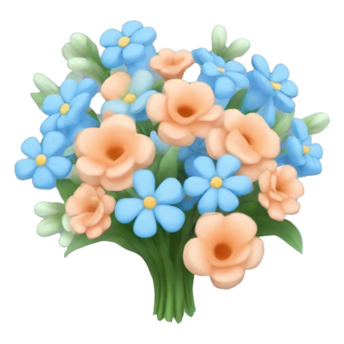 bouquet of peach colored and baby blue flowers  sticker