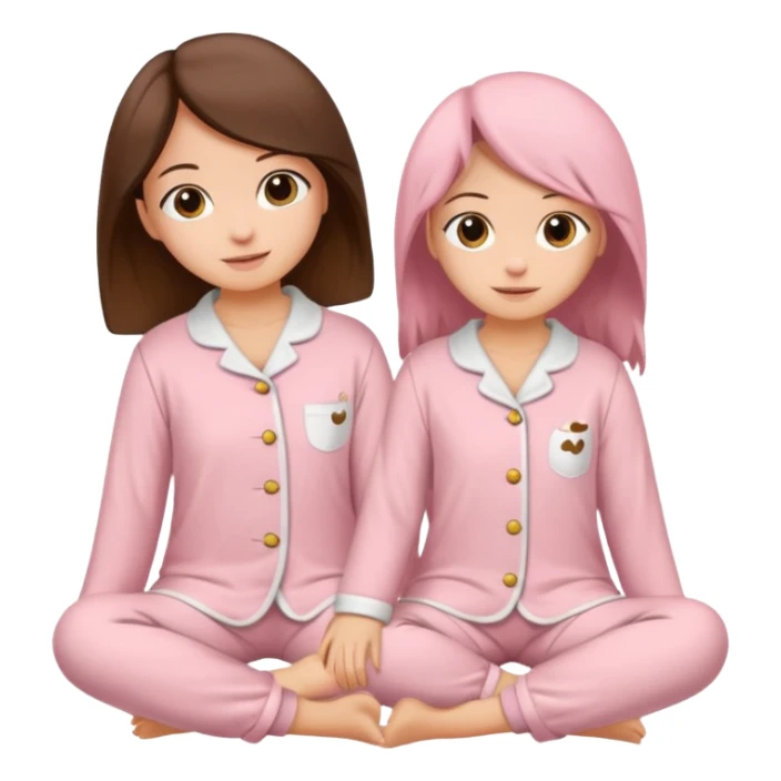 Brown and soft pink cozy two pieces pijama just the pijama sticker