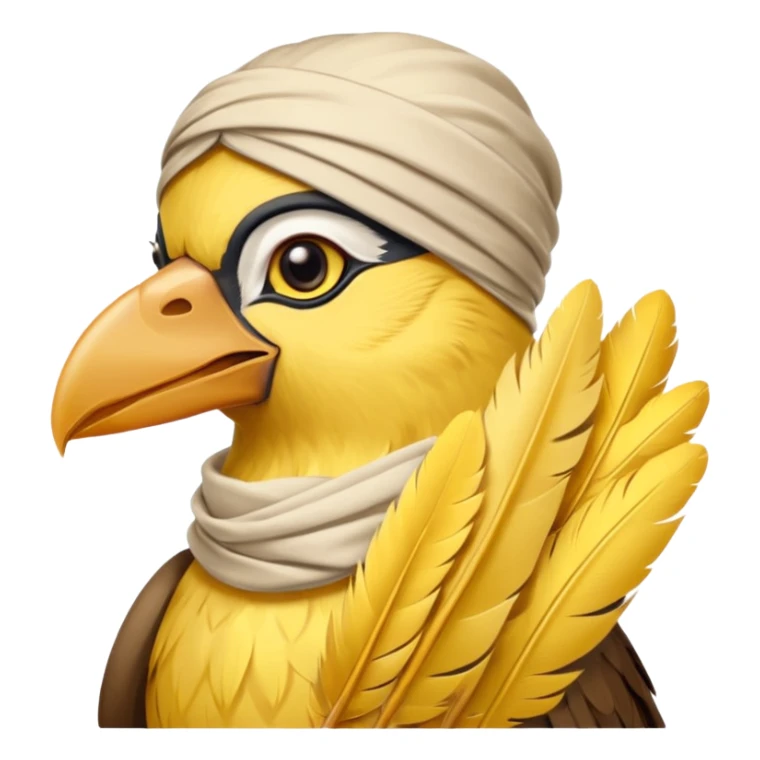 truthahnvogel with headscarf (no human) holding yellow paper sticker