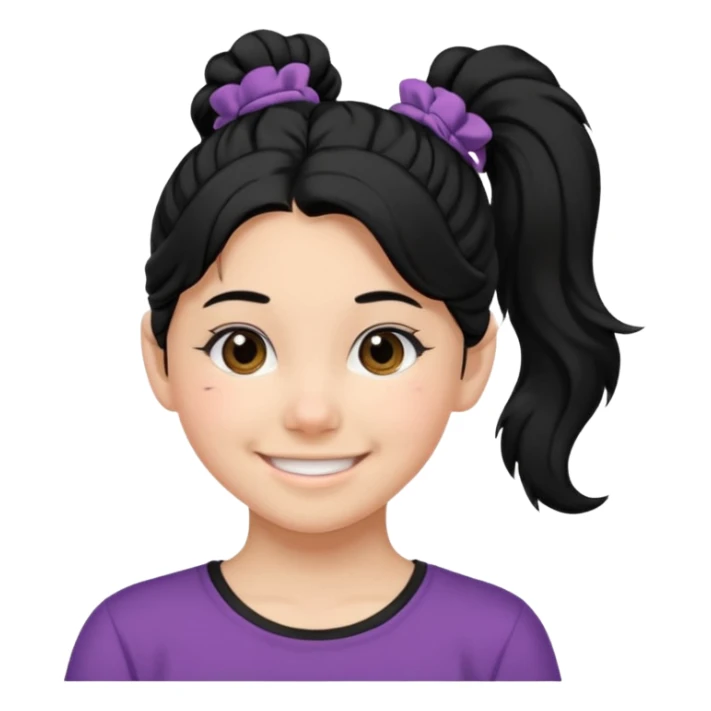 Teen girl with scrunchie ponytail black hair sticker