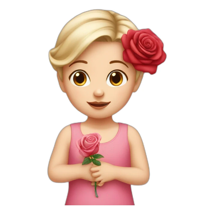 White Girl toddler with rose  sticker