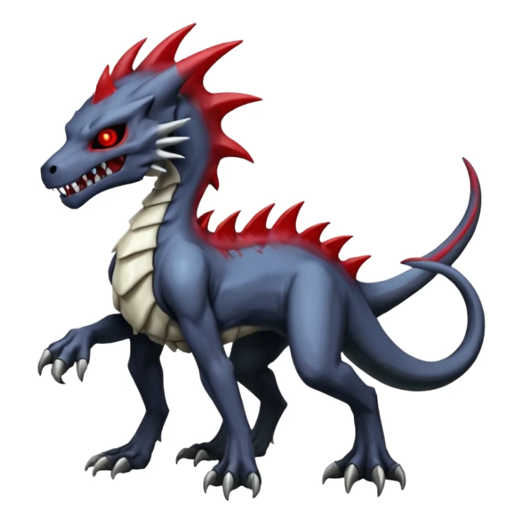 Shiny White Evil Glowing Eldritch Marowak-Salandit-Duskull-Darkdramon-fusion with bloody red markings and a red mane  sticker