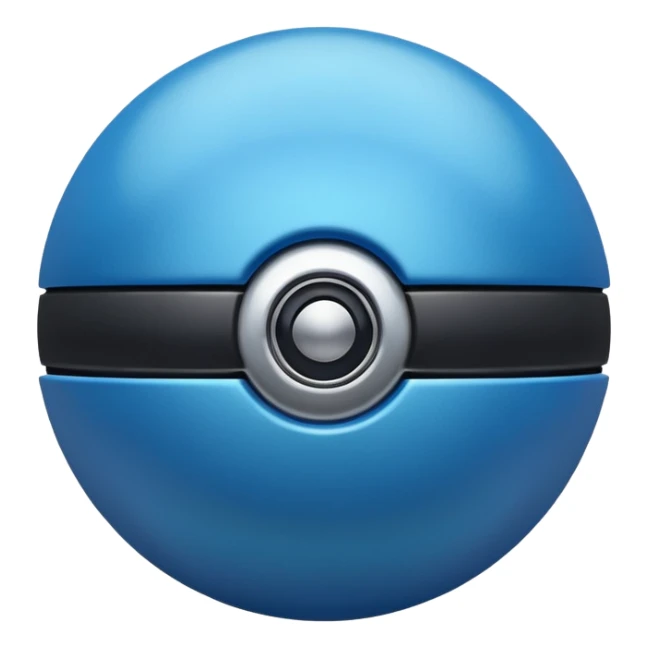 blue pokeball emoji, top half is a more saturated blue, bottom half is white, black stripe, with a metallic sheen sticker