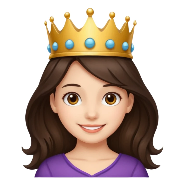 A brunette hair girl with a ball's crown smiling gently. sticker