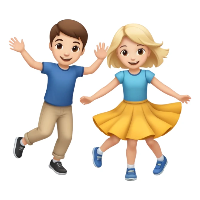 two children spinning together, happy and energetic sticker