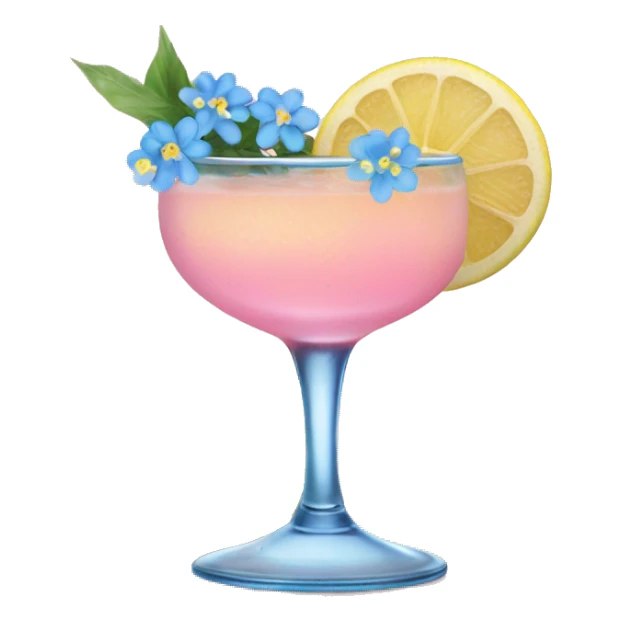 pink/bluish lemon cocktail with blue small flowers  sticker