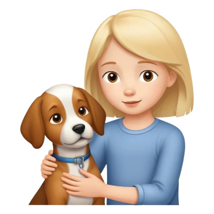 child gently petting a dog or cat, kind and friendly sticker