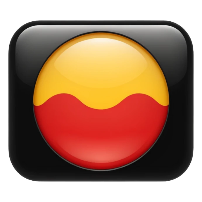 A wawy black and red rectangle with medium sized yellow circle in the middle sticker