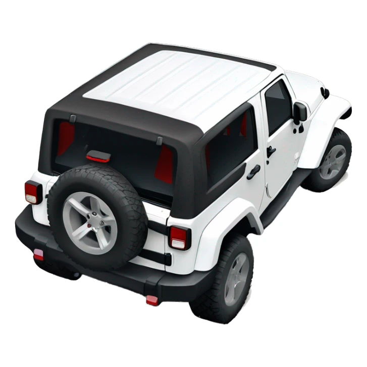 White Jeep Wrangler Rubicon with white roof and red rims  sticker
