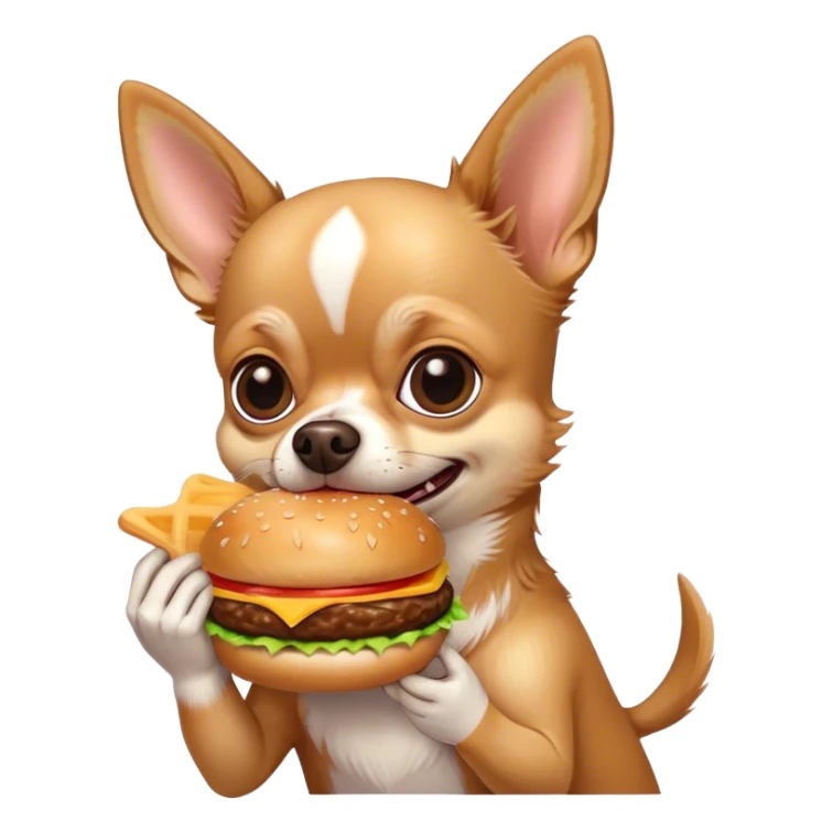Perro chihuahua comiendo una hamburguesa  sticker