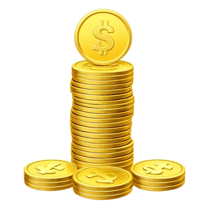 Prompt 2: "you’ve sacrificed and saved…"
Graphic: 💰 Coin stack (white) with top coin glowing yellow.
Animation: Coins stack up, top coin pulses.
Background: Transparent.
 sticker