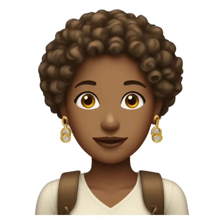 Brown curly haired girl with gold earrings  sticker