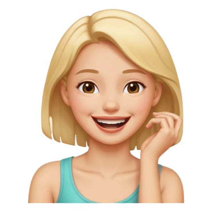 girl laughing cross grabbing neck sticker