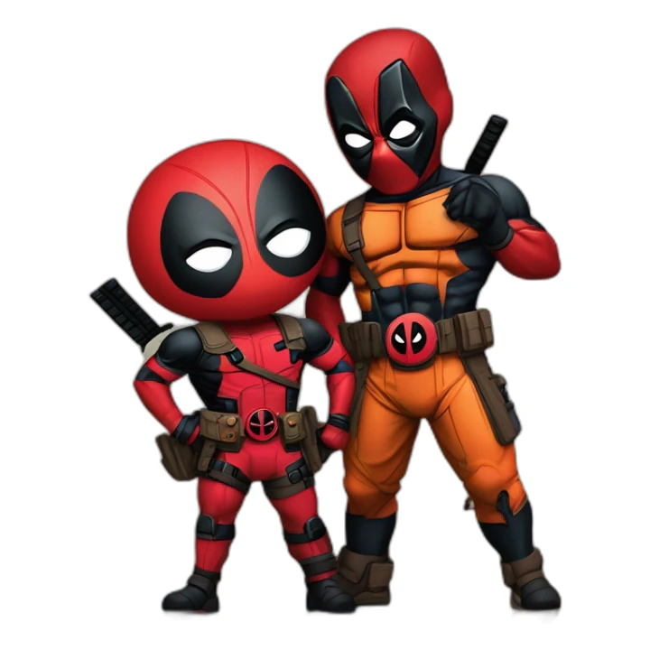 Deadpool y goku tomándose una foto  sticker