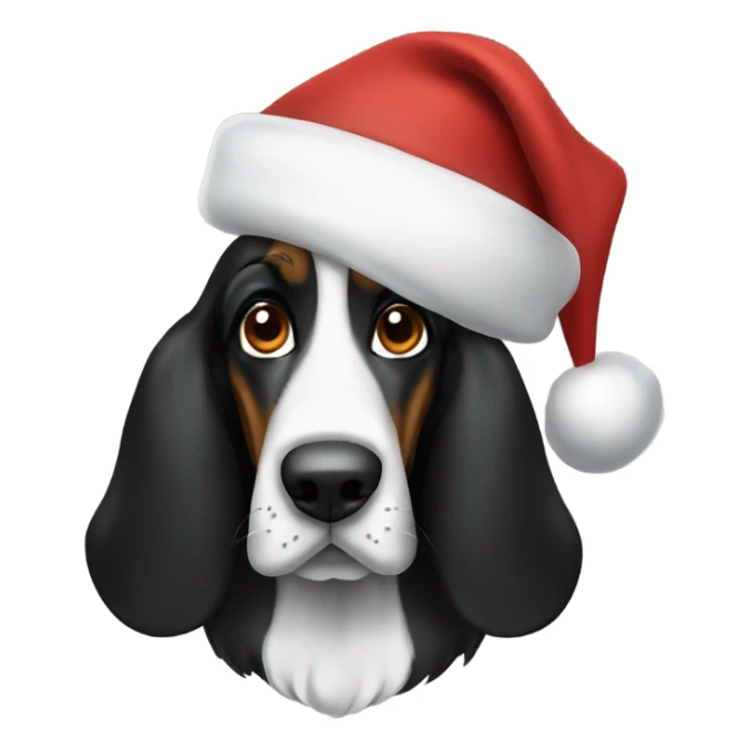 Black basset hound with Santa hat sticker