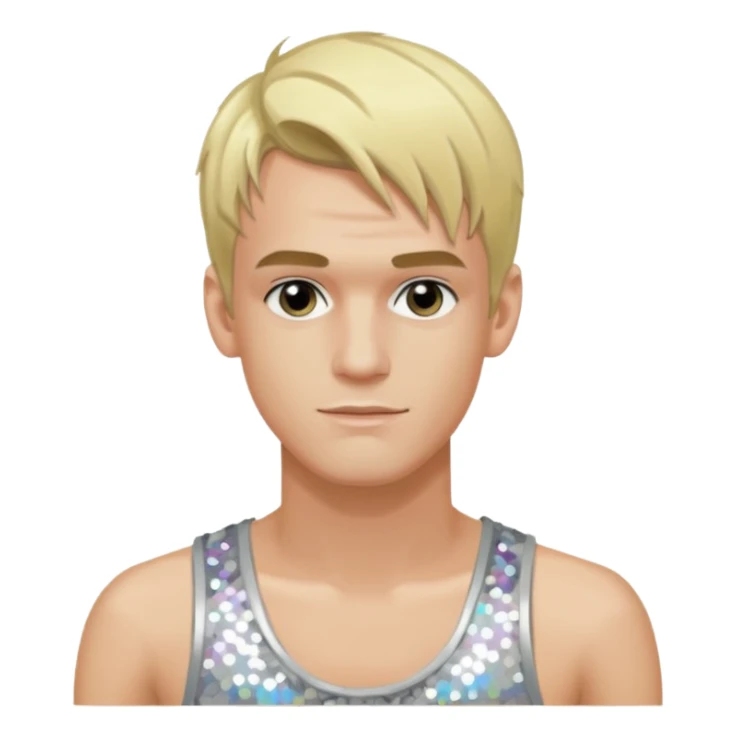 Aaron Carter with blonde hair, silver sequin tank top sticker