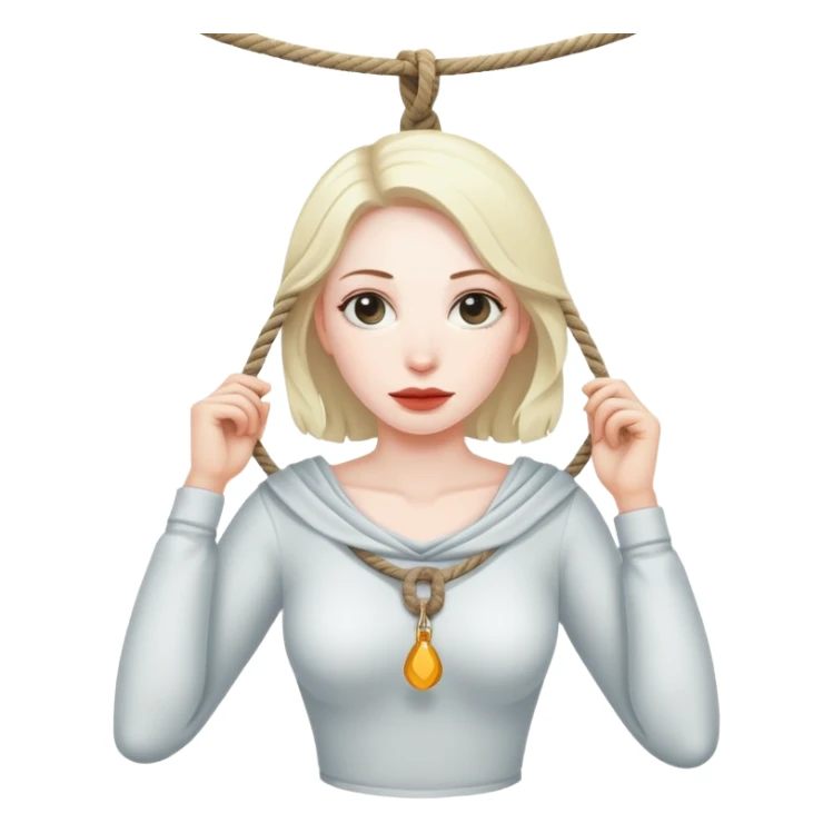 A woman who’s hanging herself with a rope by her neck sticker