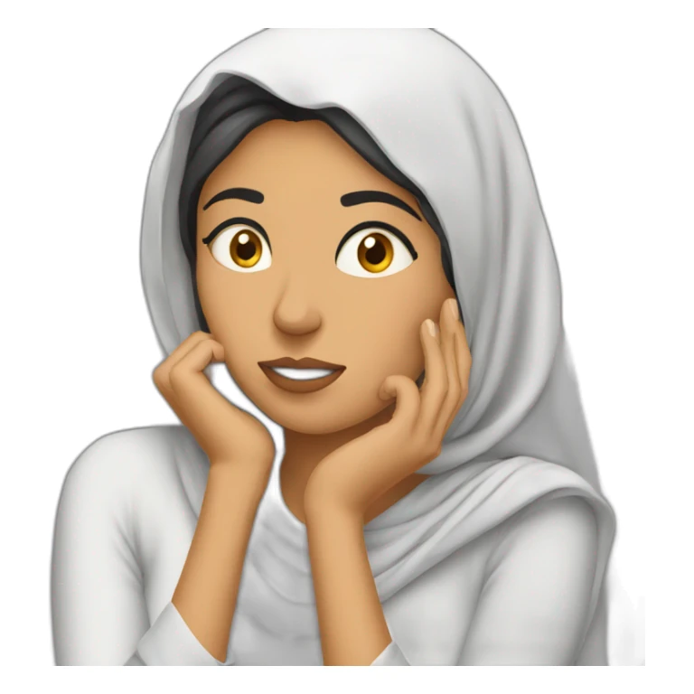 Arab woman thinking hard with hand on chin sticker