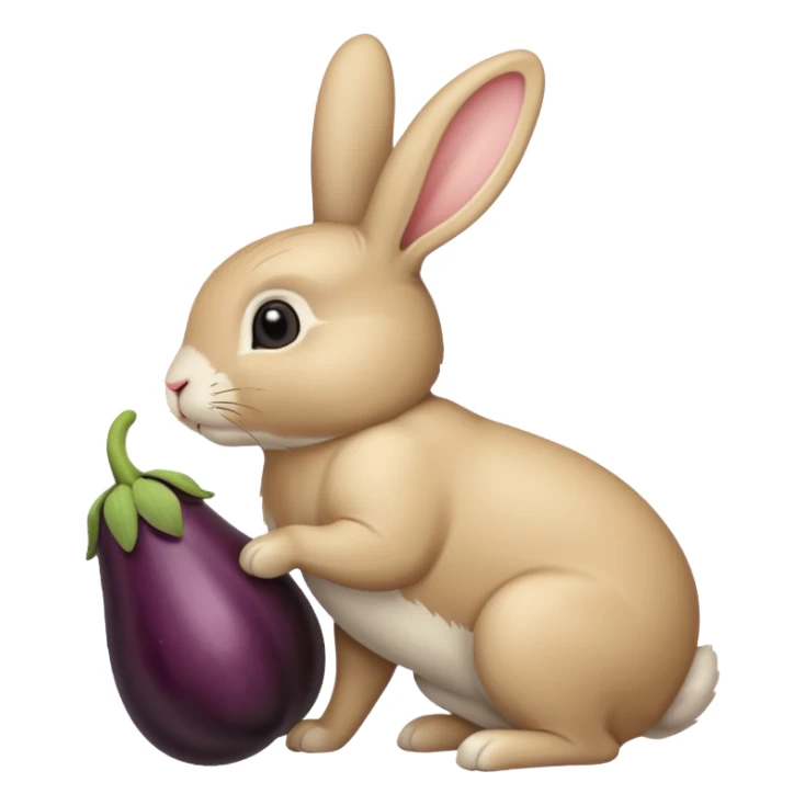 Un lapin beige avec une aubergine sur la tête sticker