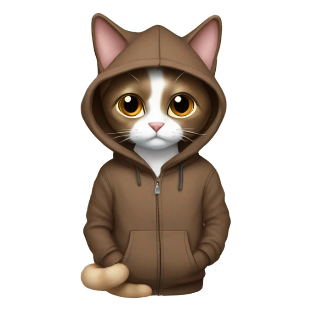a brown snowshoe cat in a hoodie  sticker