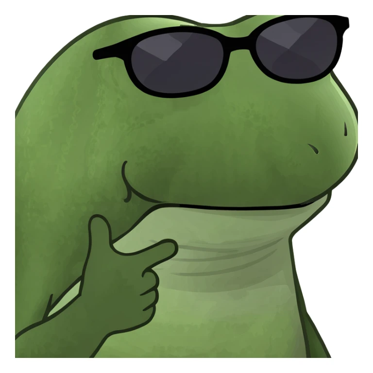 bufo frog wearing sunglasses, dancing on sand with sunbeams, festive beach party vibe sticker