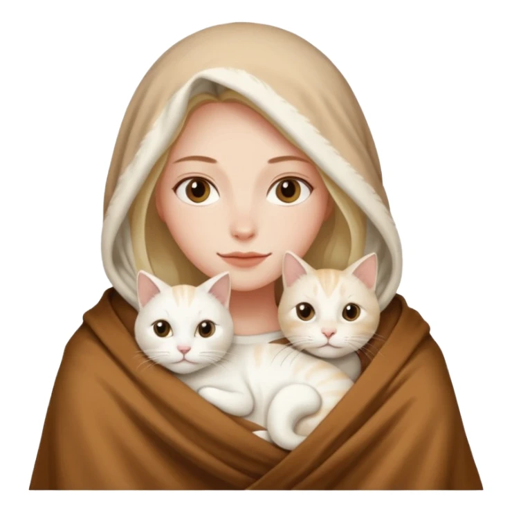 Beyaz kedi ve bayan elinde kahve battaniye sticker