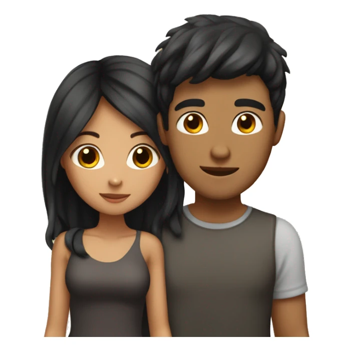 Brown haird asian girl with black haired guy sticker