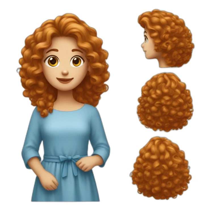 Fille avec cheveux bouclés roux et robe bleu sticker