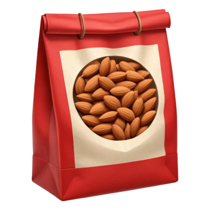 roasted almonds in red and white paperbag sticker
