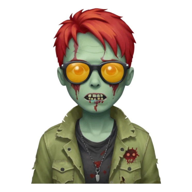 Zombie ponda with red hair and sun glasses face sticker