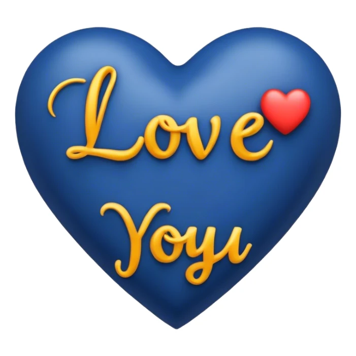 Dark Blue heart with the words Love You Ry in the middle  sticker