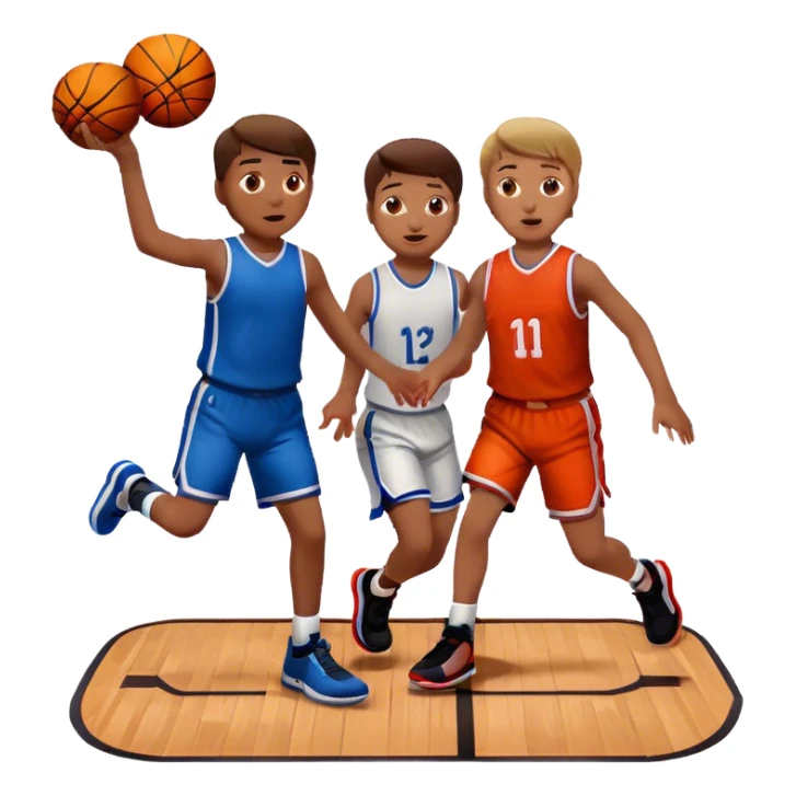 two kids playing basketball at home sticker