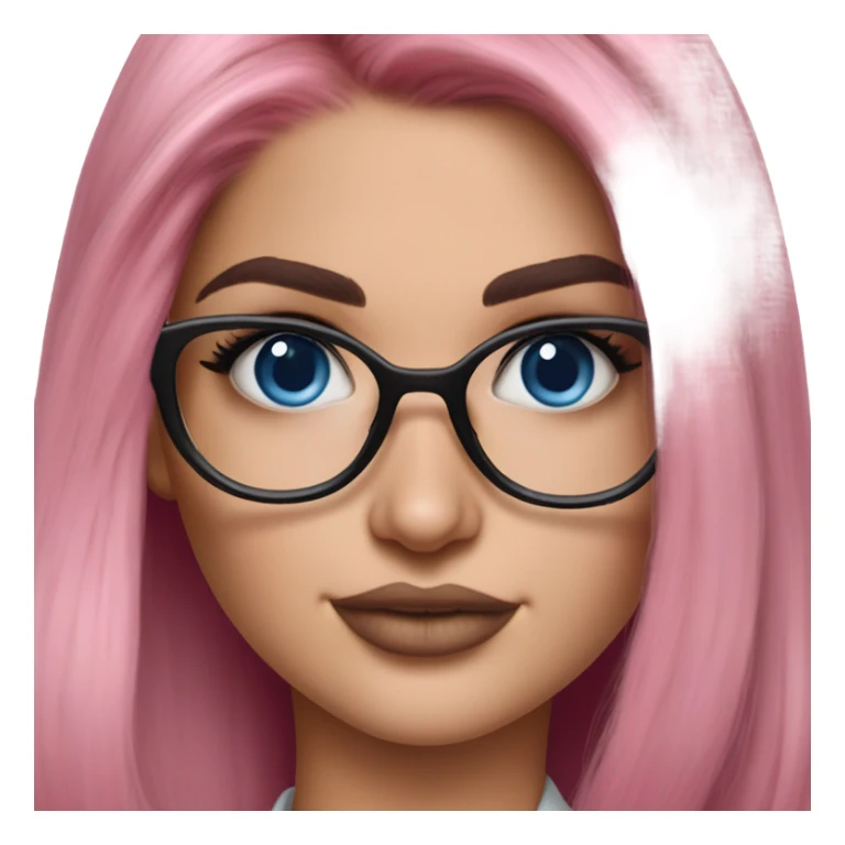 Hyper Realistic kylie jenner pink hair blue eyes and glasses  sticker